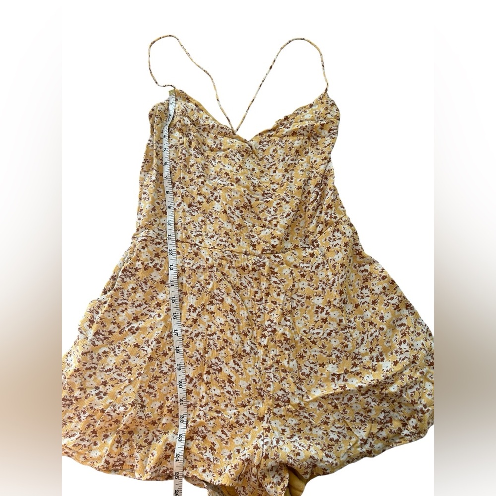 ABERCROMBIE & FITCH Bow Back Yellow Floral Romper  shorts Size: XL - Picture 9 of 14
